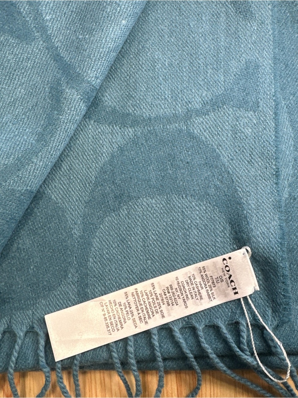 Coach Signature C Muffler scarf in a dark teal - Picture 2 of 4